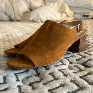 Cognac suede mules